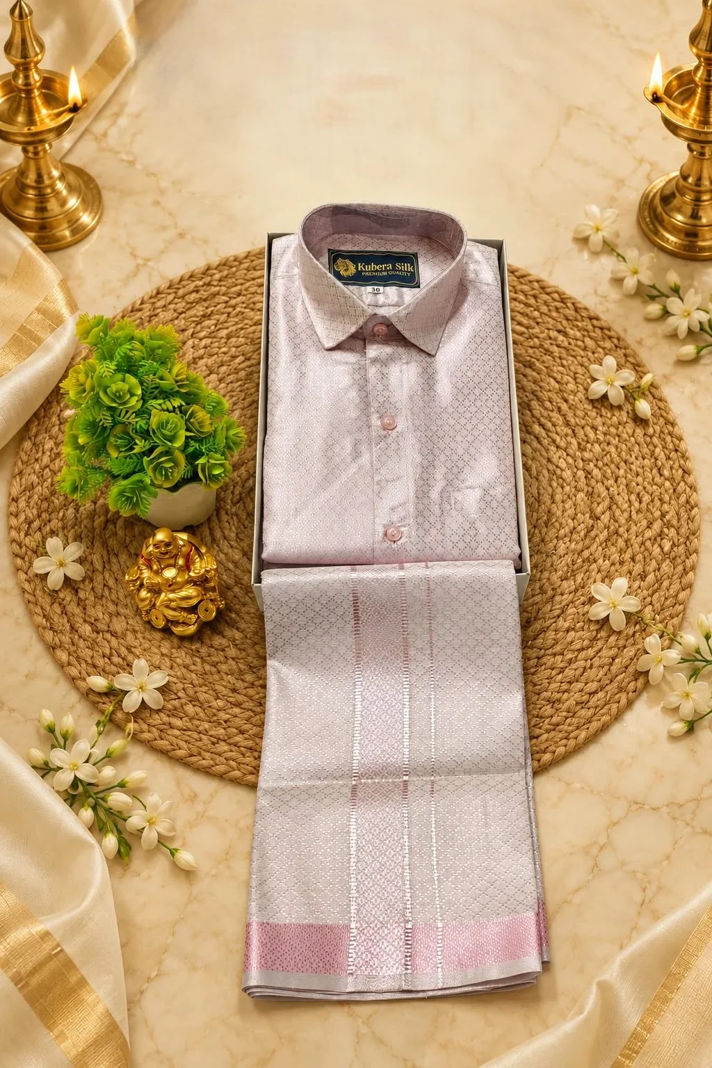 Luxury Embossed Tissue Adult Set - Shirt - Dhoti